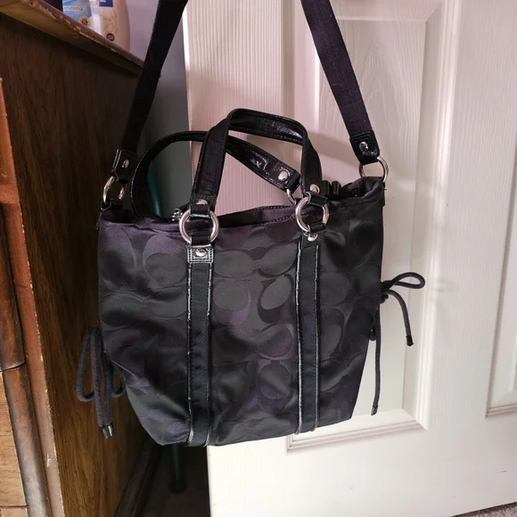 Coach Black Shoulder Bag with Heart Charms - Picture 2 of 9